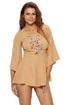 Sexy Brown Rope Bell Sleeve Romper
